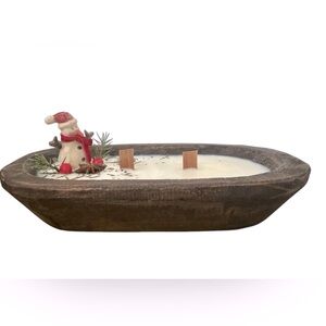 Snowman Dough Bowl Candle.  New.  Handmade.